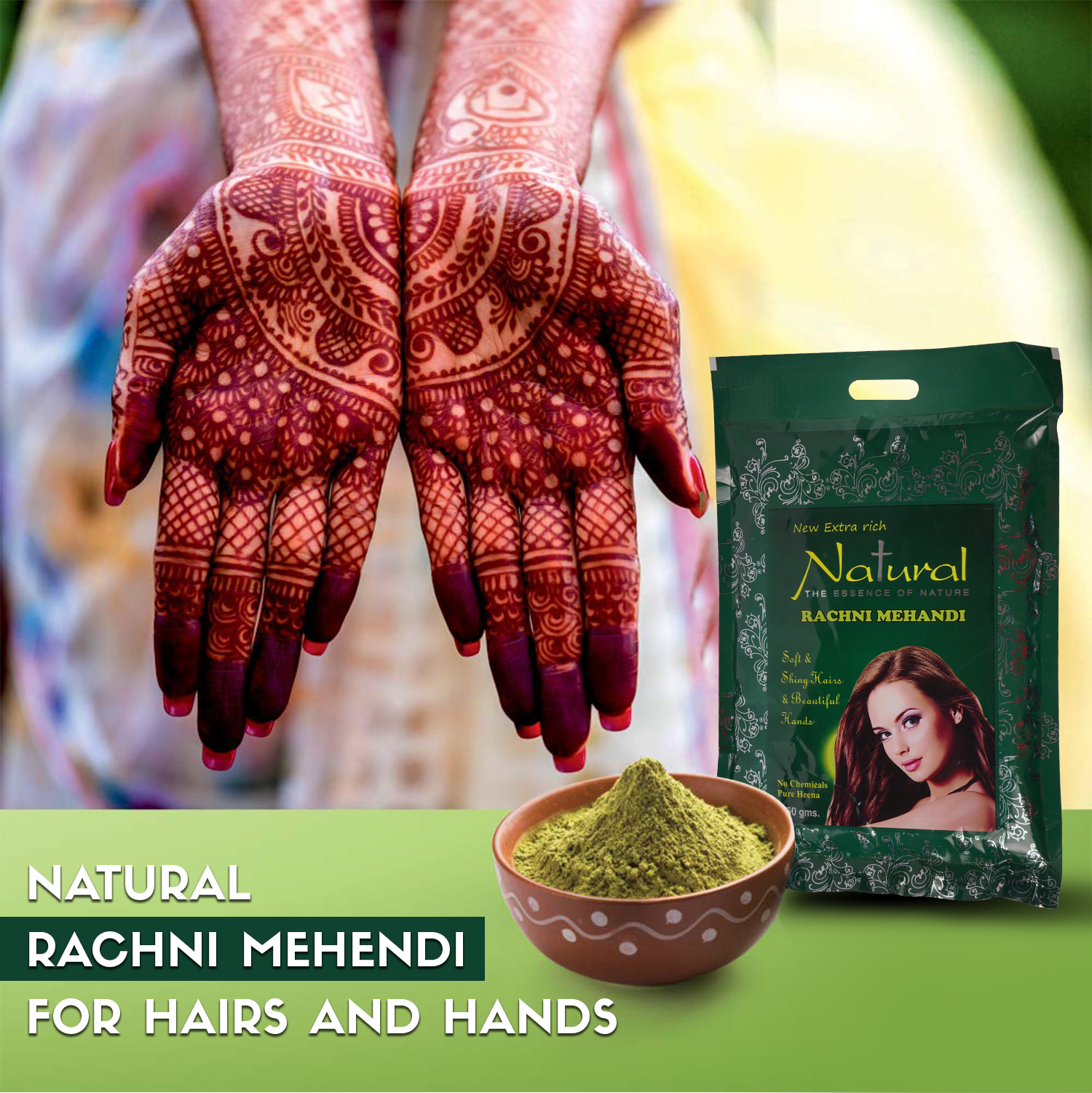Natural Rachni Mehendi for Hair and Hands, Natural Conditioning, Anti-Dandruff Hair 450gm - Image 3
