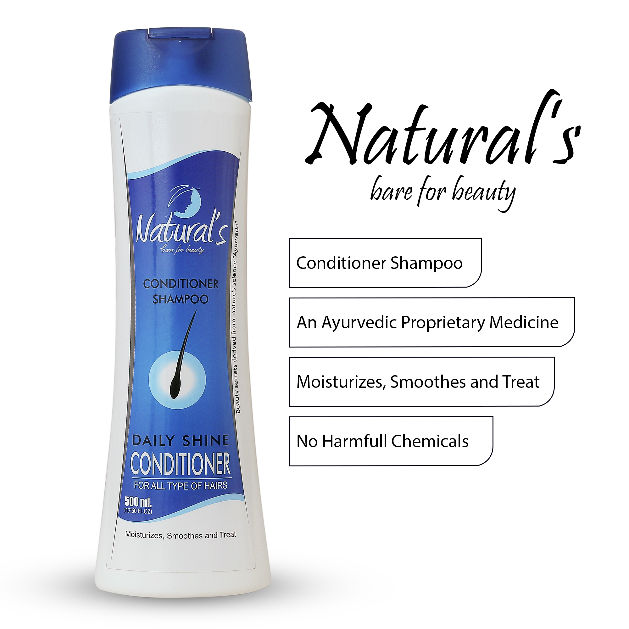 Natural's Care For Beauty Conditioner Shampoo For Men & Womens 500Ml - Image 4