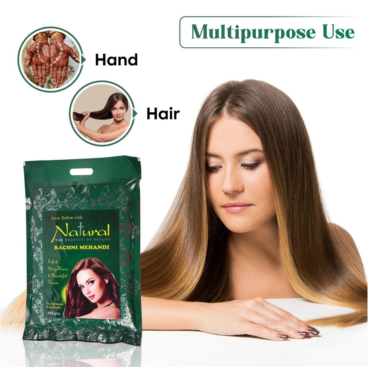 Natural Rachni Mehendi for Hair and Hands, Natural Conditioning, Anti-Dandruff Hair 450gm - Image 7